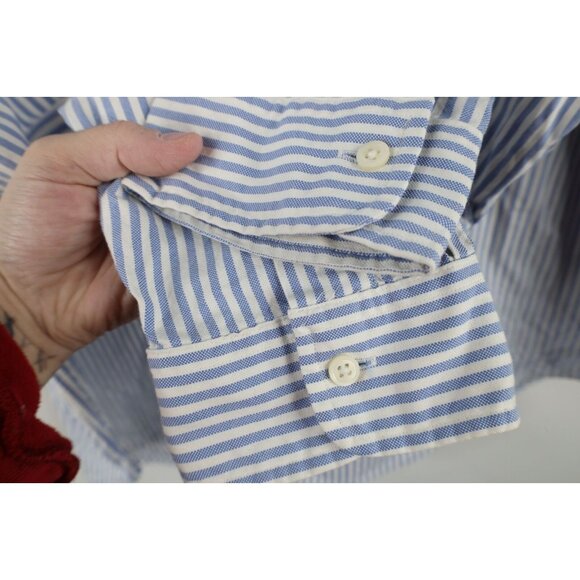 Vtg 90s Ralph Lauren Mens XL Classic Fit Striped Oxford Cotton Button Down Shirt - Picture 5 of 12